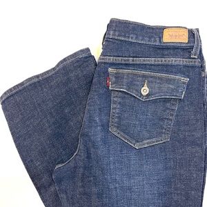 Levis 512 Womens Jeans Blue Perfectly Slimming Boot Cut Stretch Dark Wash